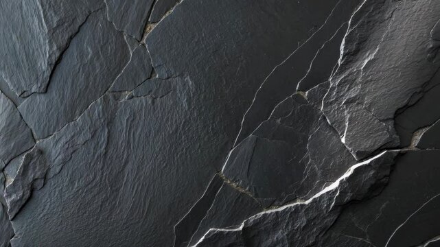 High-resolution aerial view of natural black slate stone surface design.