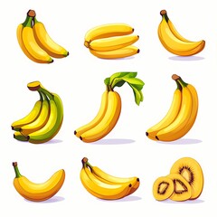 Fresh Organic Bananas: Vibrant Yellow Vector Illustration for Healthy Nutrition and Cooking