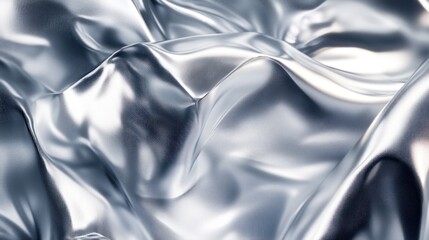 Wavy silver metallic fabric background for texture or design