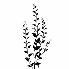 Fototapeta premium Black and White Botanical Silhouette: Artistic Plant Leaves in Elegant Floral Design