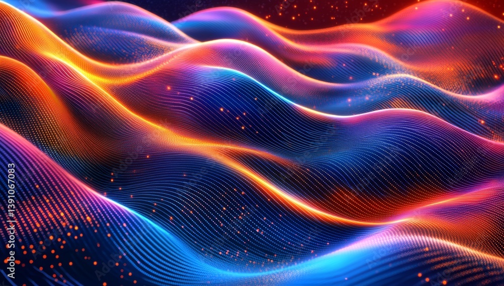 Poster abstract digital wave patterns
