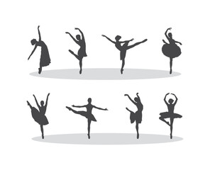 Stylish Women dancing Ballet. silhouette vector design. transparent background. eps10.