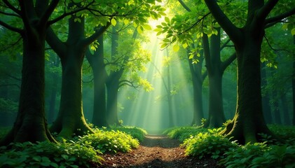 Naklejka premium Nature's repeating leaf and branch formations in a forest , intricate, nature, trees