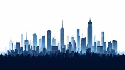 Obraz premium Cityscape Skyline Illustration: Modern Urban Architecture with Vibrant Night Scene