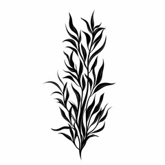 Fototapeta premium Botanical Black and White Foliage Background: Vintage Nature Illustration with Elegant Plant Silhouettes