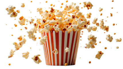 Popcorn Explosion in a Classic Striped Bucket Perfect for Movie Night or Snack Themes