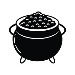 Food on a mud pot vector art illustration 
