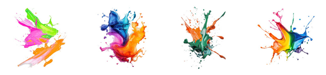 Colorful paint splashes creative event digital indoor abstract. Cut out set