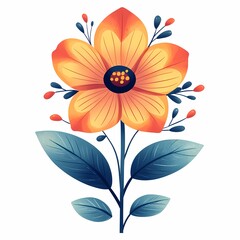 Botanical Floral Illustration: Vibrant Orange and Yellow Petals for Nature-Inspired Art & Wall Decor