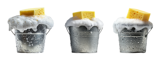 Bubbles Fill Buckets with Sponges for Cleaning or Home Care Use