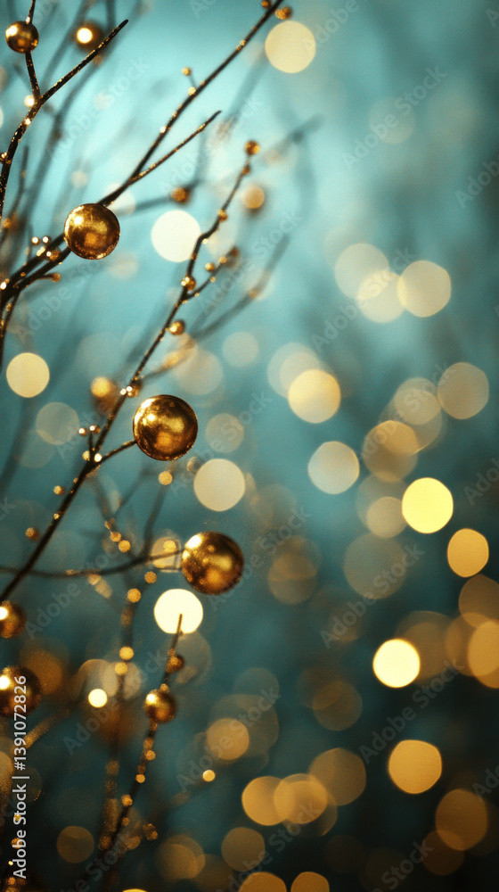 Aufkleber a tree with gold balls hanging from it. the balls are scattered throughout the branches, creating a 