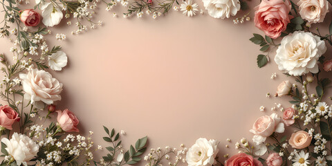 Elegant Floral Frame on Pink Background