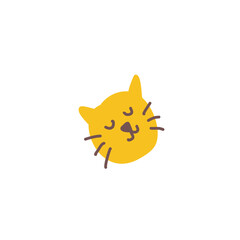 Serene Yellow Cat Head, Hand-Drawn Illustration