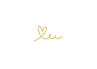 Handwritten Script Signature with Heart Detail: Golden Yellow