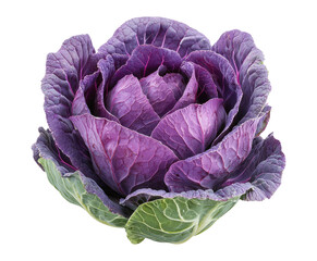 Obraz premium Vibrant Purple Cabbage with Leafy Green Surroundings for Healthy Cuisine