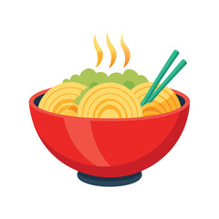 Delicious noodle with spoon vector art illustration