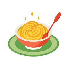 Delicious noodle with spoon vector art illustration