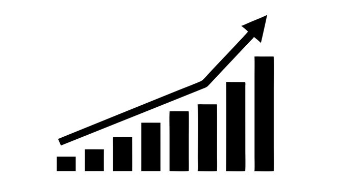 Gr&aacute;fico de crescimento preto em vetor com seta ascendente PNG ou SVG para conceitos financeiros - ic&ocirc;ne de graphique &eacute;conomique en croissance.