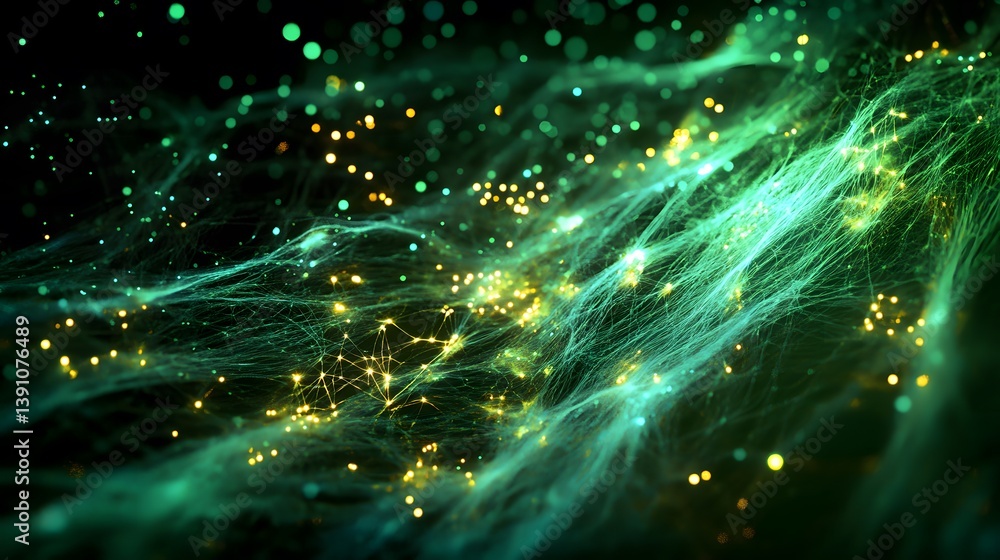Poster abstract representation of a network with nodes and connections