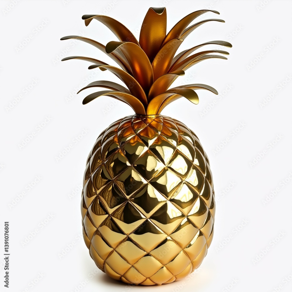 Poster rendering pineapple pineapple gold has diamond like pattern its surface top pineapple has long point