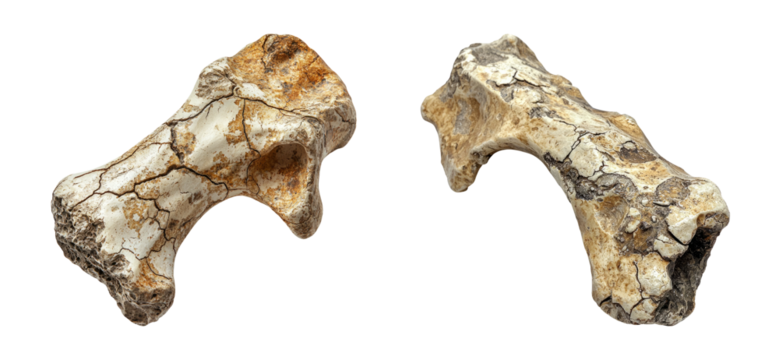 Ancient Fossilized Bone Remnants with Intricate Patterns and Textures