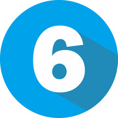 number six on blue background icon