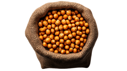 Roasted peas in burlap sack overhead shot food photography healthy snack legumes vegetaria