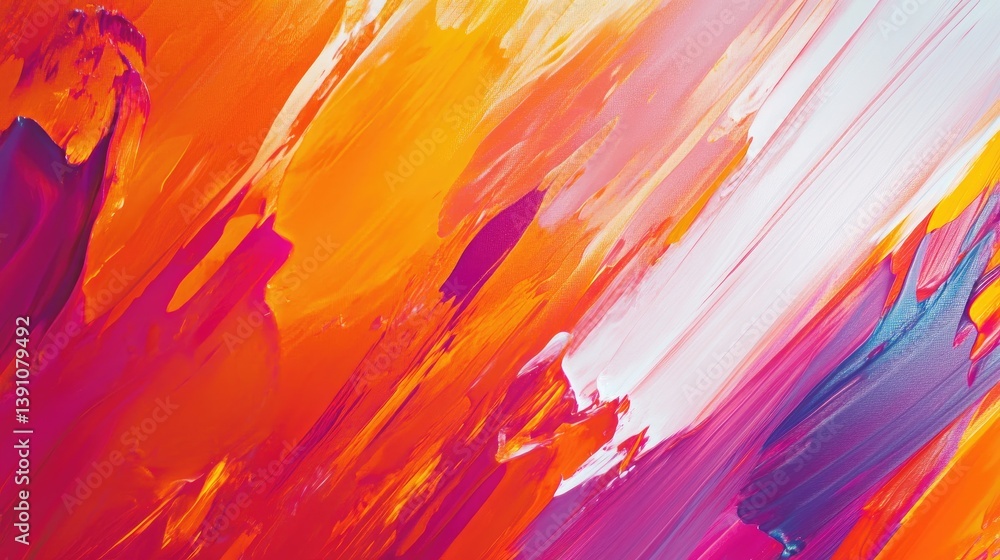Poster an abstract background with a mix of bold splashes and brush strokes in vibrant colors, creating a l