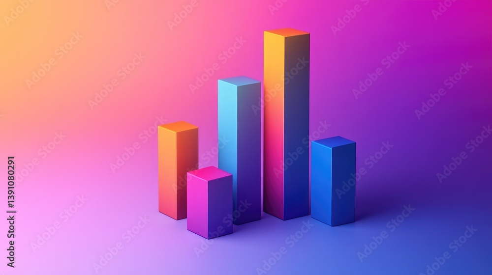 Poster a d bar chart with a gradient color scheme and shadow effects, creating a visually striking represen