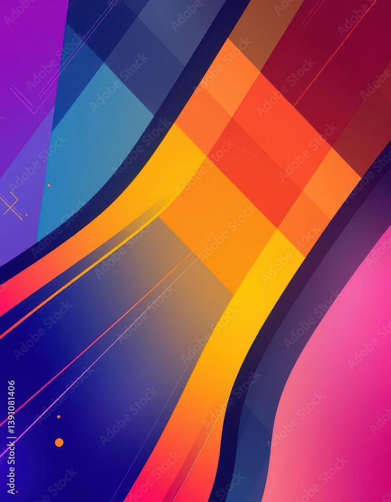 Poster abstract geometric shapes, dynamic lines & vibrant color gradients create a modern, stylish backdrop
