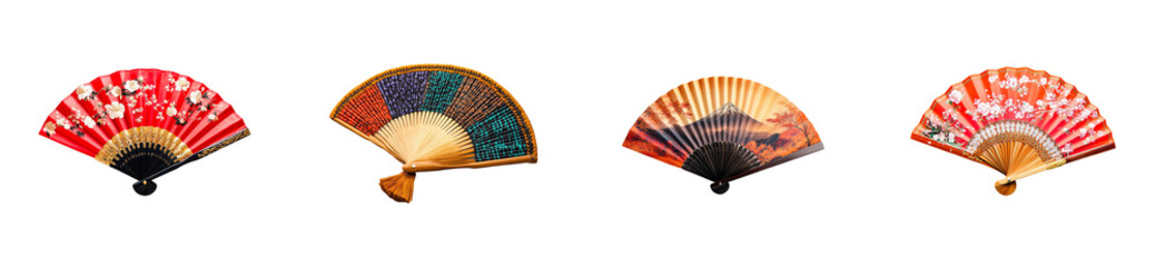 Cultural event traditional japanese fans japan. Cut out set