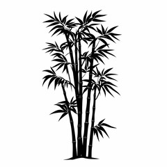 Obraz premium Exotic Bamboo Forest Silhouette: Black and White Botanical Illustration