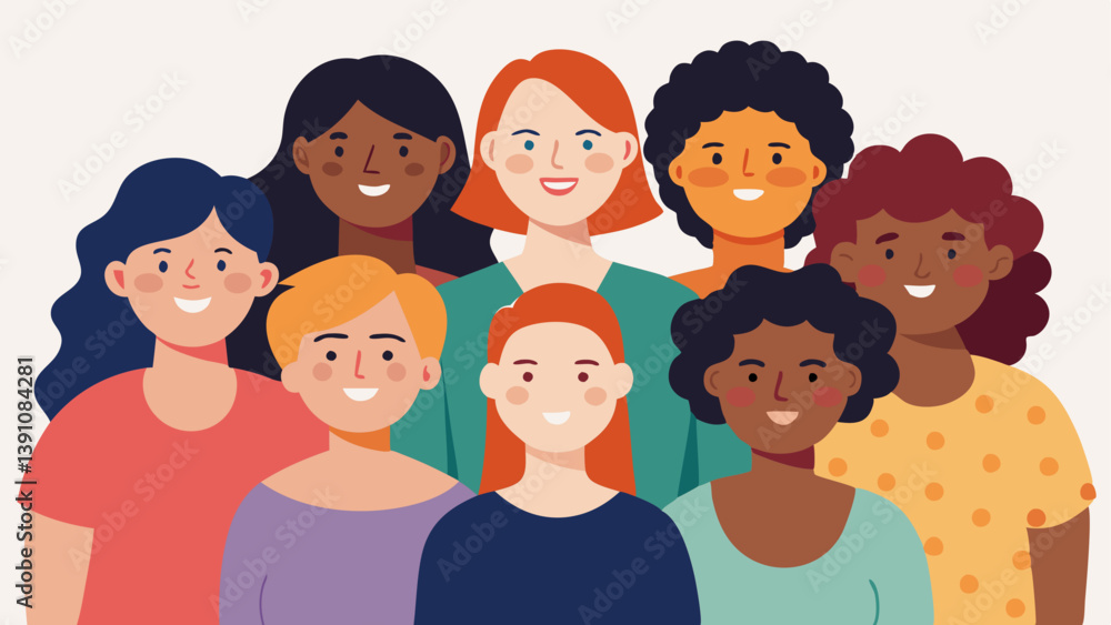 Poster diverse group a group of friends of varied sizes skin tones and styles happily supporting each other