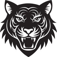tiger head silhouette icon black logo design white background
