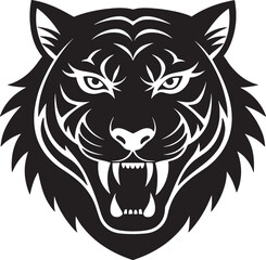 tiger head silhouette icon black logo design white background
