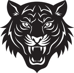 tiger head silhouette icon black logo design white background
