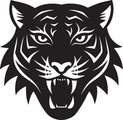 tiger head silhouette icon black logo design white background
