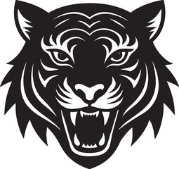 Fototapeta premium tiger head silhouette icon black logo design white background 