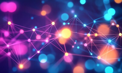 Obraz premium Abstract network of interconnected glowing points and lines. A dynamic display of connections and data flow