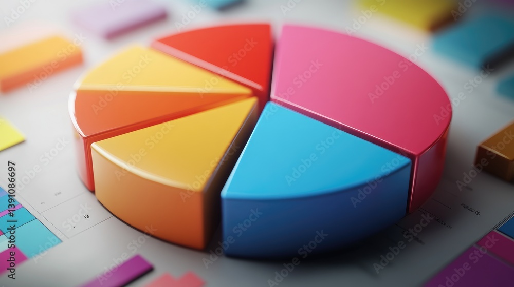 Aufkleber a visually striking image of a d pie chart with segments popping out and a sleek, professional desig