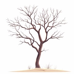 Fototapeta premium Leafless Tree Illustration Vector: A Decorative Silhouette Art Depicting Drought and Winter in a Barren Landscape
