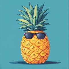 Vibrant Cartoon Pineapple with Sunglasses: Cool Summer Tropical Fruit Artwork