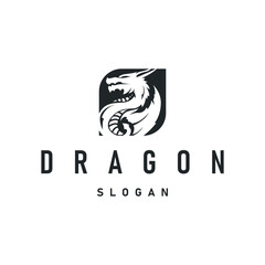 mystical animal legend design with simple dragon logo silhouette and vintage retro ancient illustration templet design