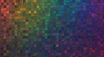 Fototapeta premium A colorful mosaic tile background with a gradient of rainbow colors and square shaped tiles