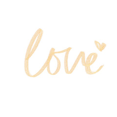Pastel Gold Handwritten Love with Tiny Heart Detail