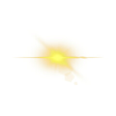 Golden Lens Flare: Horizontal Burst with Soft Glow and Dust Motes