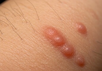 Fototapeta premium Close up view of skin with raised bumps and hair follicles visible in the light skin tone area