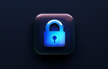 Blue padlock icon on dark background security concept digital illustration.