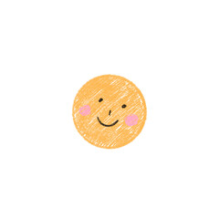 Happy Orange Crayon Smiley Face Illustration
