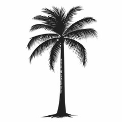 Tropical Paradise. Palm Tree Silhouette in Eco-Friendly Beach Scene with Exotic Plant Life and Relaxation Vibes. Decorative Botanical Art Illustration